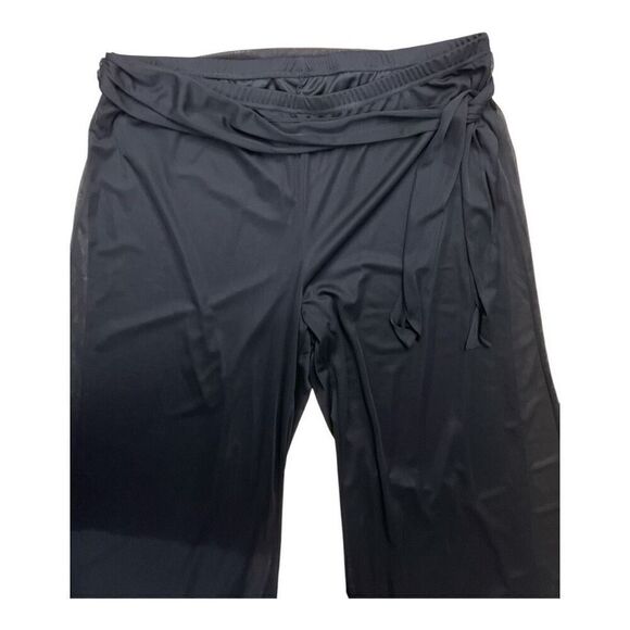 The Pyramid Collection Black Palazzo Pants Women Plus IX Wide Leg Flare Belted - Picture 4 of 11